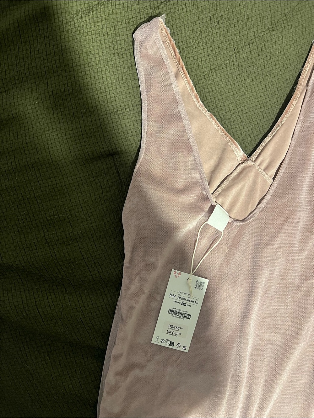 Pale Pink Sheer V-Neck Slip Dress - Picture 4 of 4